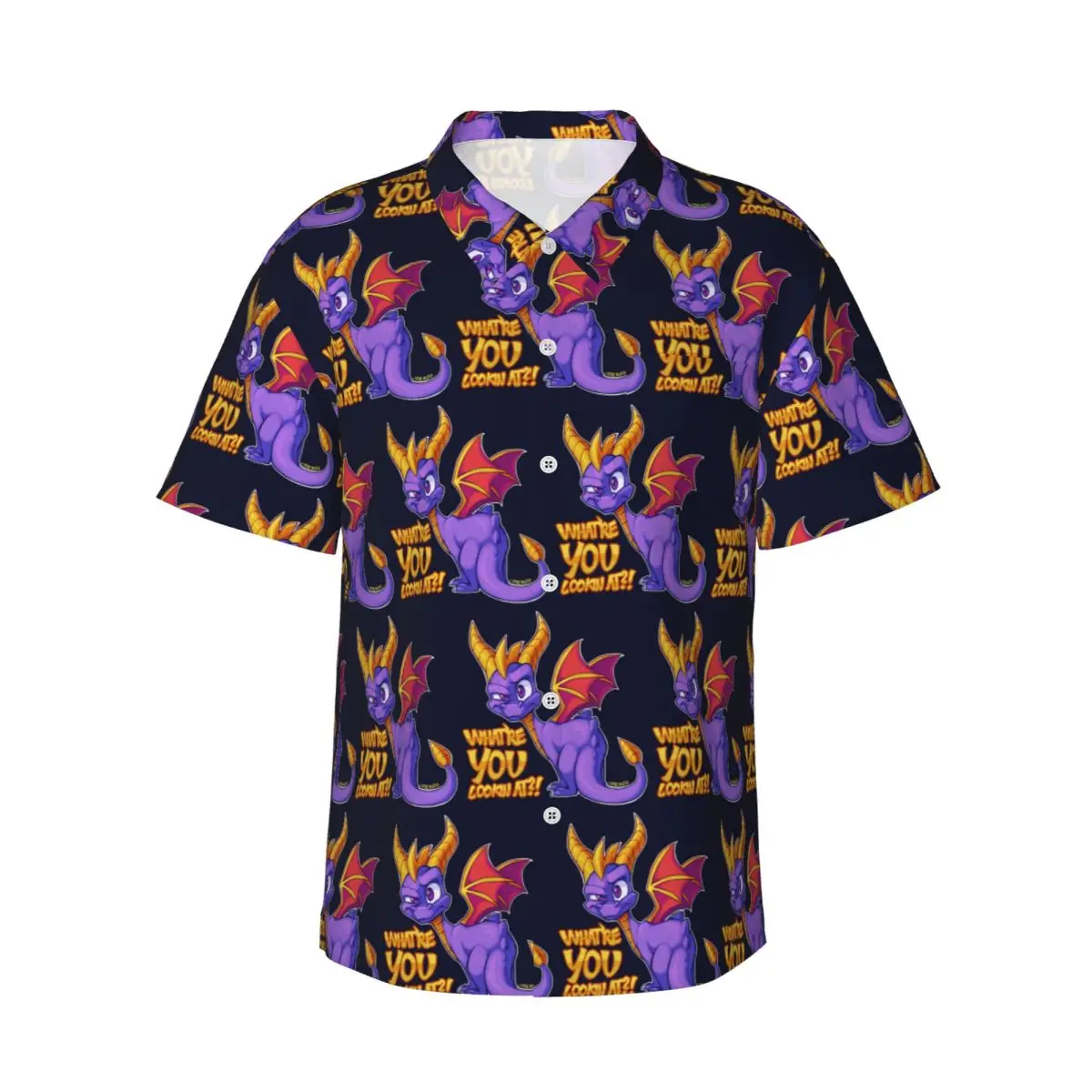 

Spyro Pattern Men's Shirts Hawaiian Short Sleeve Shirt Fashion Button Tops for Summer Beach