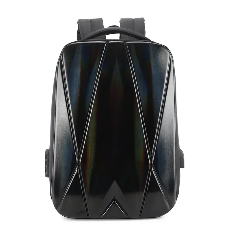 Fashion Hard Case Stereoscopic School Bag Men Large Capacity Password Lock Anti-theft Backpack Carbon Fibre Waterproof  Backpack