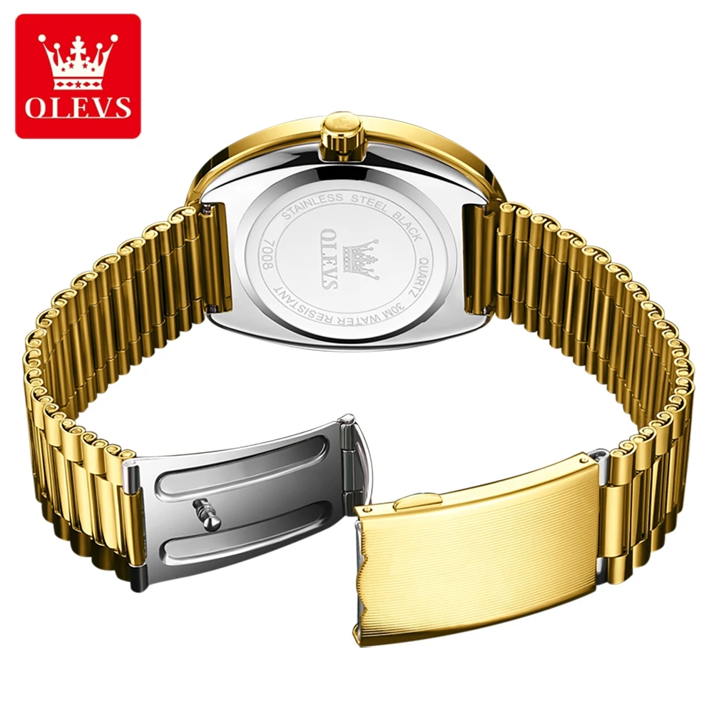 Olevs Luxusmarke Damen uhren Mode 30m wasserdichte Gold Quarzuhr Edelstahl Original Dual Kalender Armbanduhr