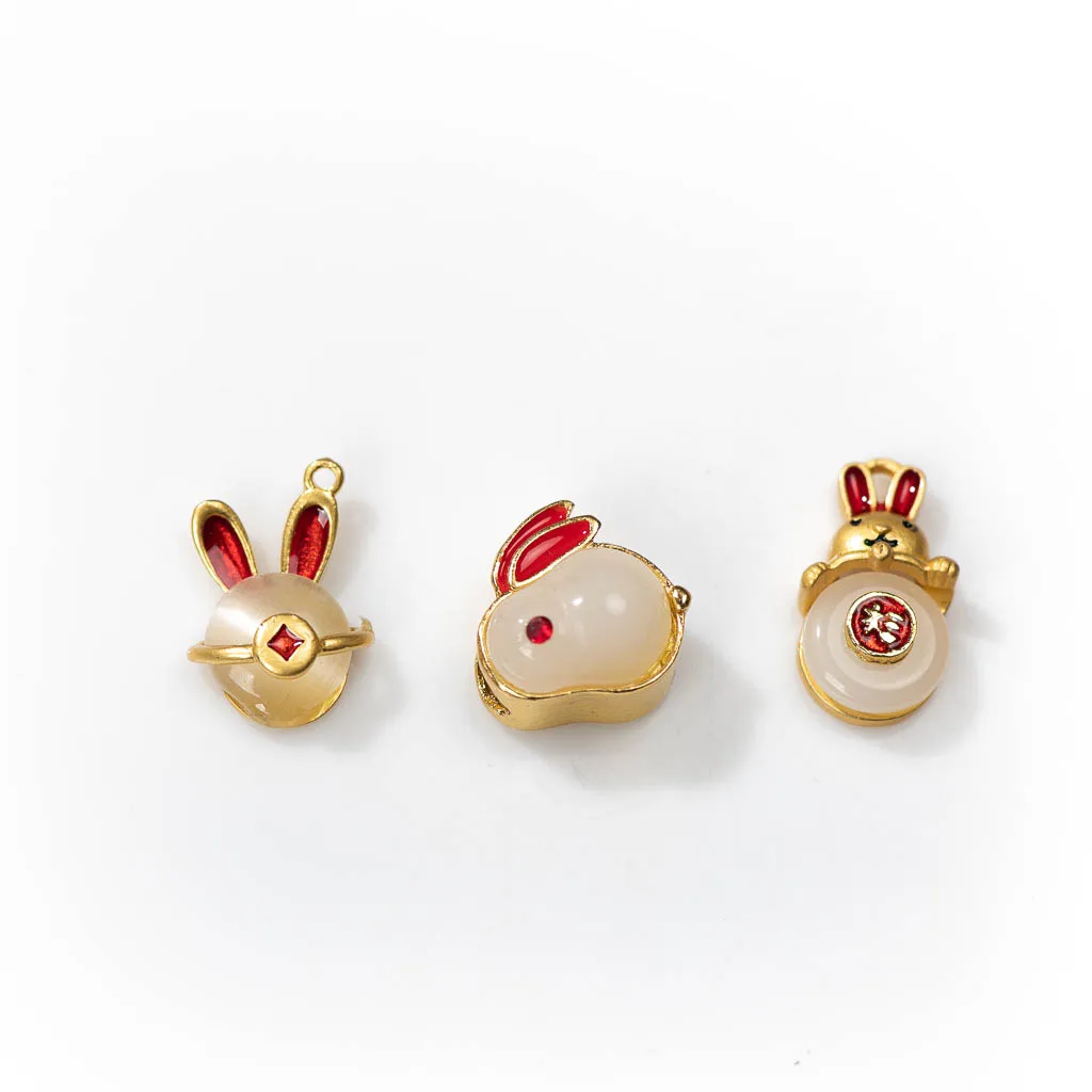 10pcs Rabbit Animal Cartoon Pendant  Panted Alloy  Charms Findings & Components For Jewelry Making Z746