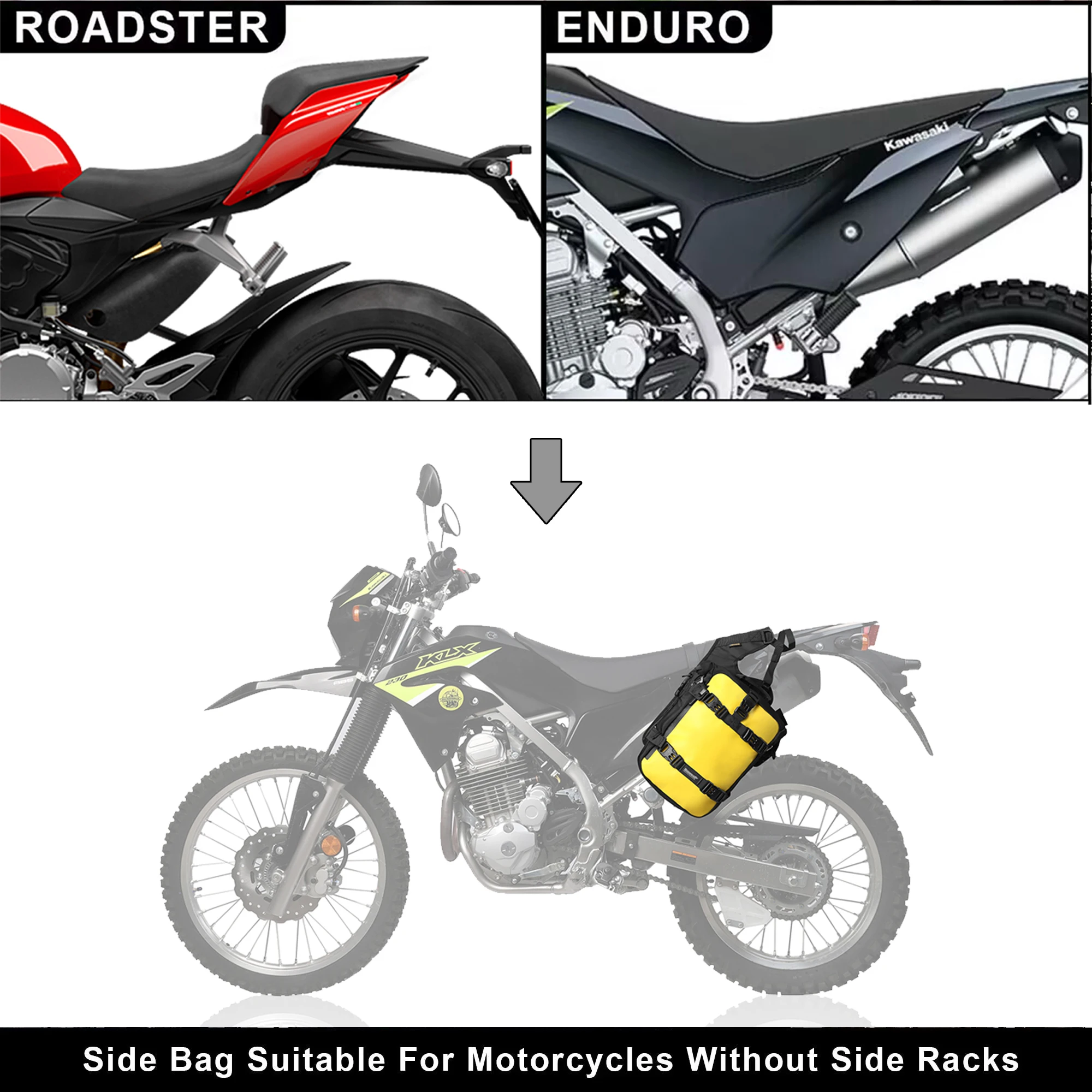 Rhinowalk Motorcycle Side Bag With Base Waterproof 6L/8L/10L/15L Motor Rear Seat Bag Rack Motocross Storage Backpack