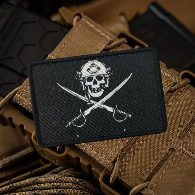 Reaper Skeleton Tactical Patch Roger Skull Printed Hook&Loop Patches on Clothes Military Morale Badge Armband Backpack Stickers