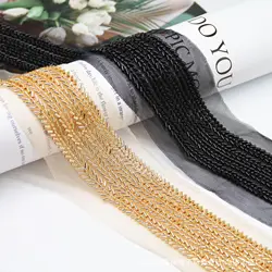 1y Gold Black Heavy Handmade Beaded Lace Ribbon Tape Trim Embroidered Collar Decoration African Net Cord For Sewing 4cm Wide