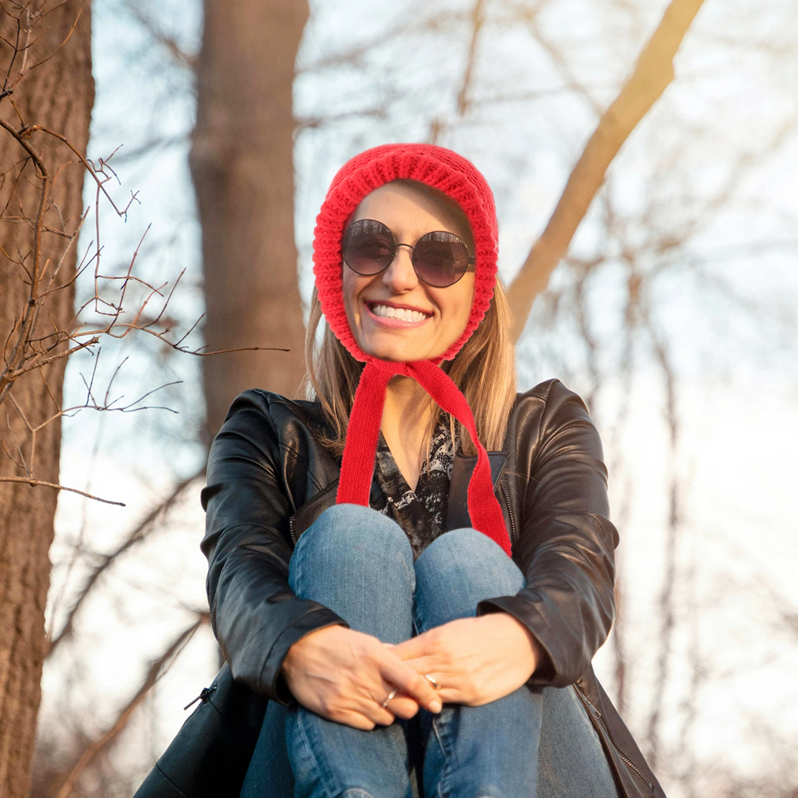

Winter Warm Knit Hats for Women Acrylic Beanie Ear Protection Red Snow Cuffed Cap Fleece Lined Trapper Beanies