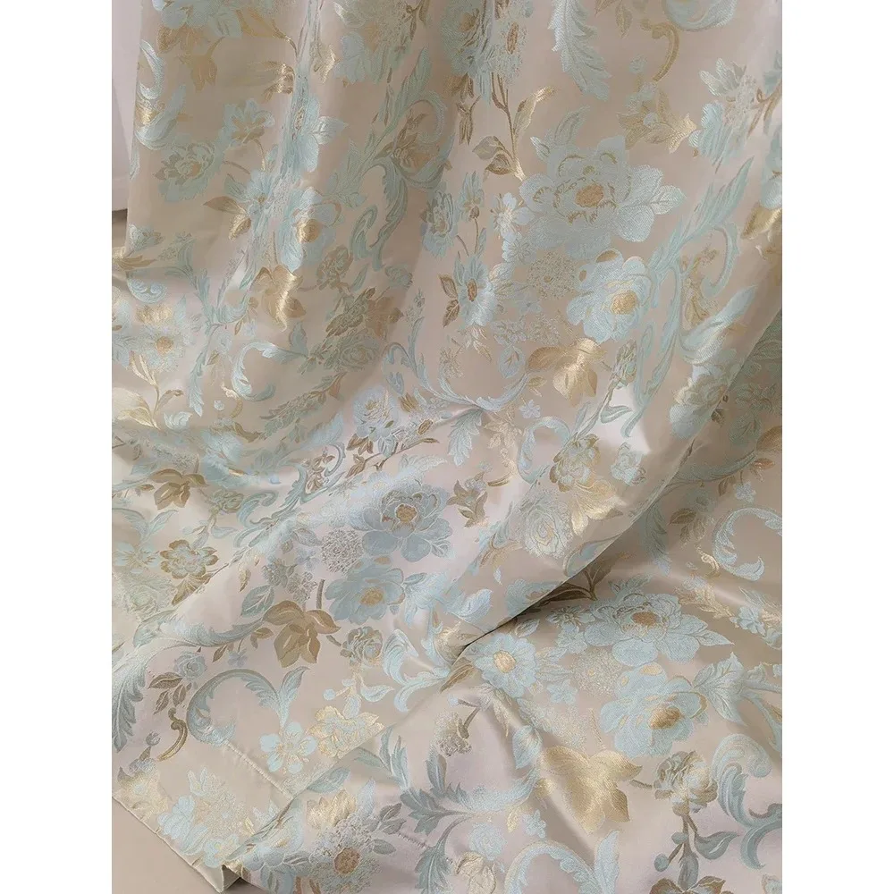 

Stamping Printed Lace Splicing Thickened Curtains for Living Room Bedroom French Window Villa Custom Partition Curtain