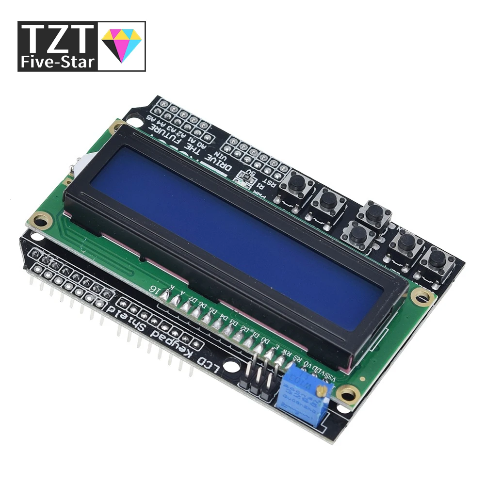 Imagem -05 - Tzt Lcd Teclado Escudo Lcd1602 Lcd 1602 Módulo de Exibição para Arduino Atmega328 Atmega2560 Raspberry pi Uno Tela Azul