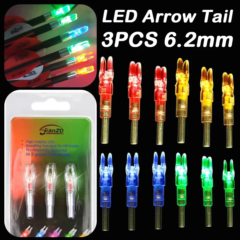 

3Pcs 0.244''Automatic Lighting Lighted Nocks LED Arrow Tails Outdoor Night Multicolor Luminous Arrow Tails Hunting Accessories