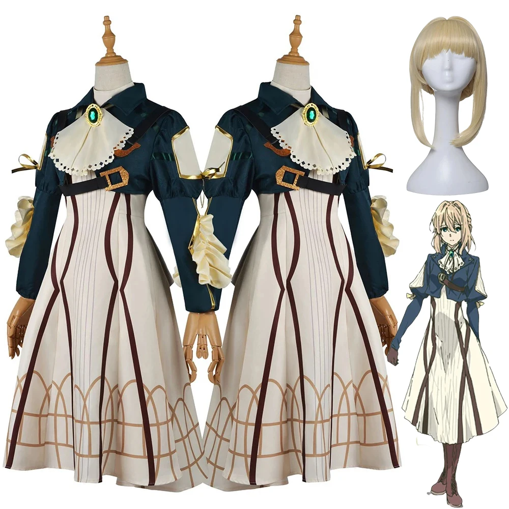 

Anime Violet Evergarden Cosplay Costume Wig Princess Maid Dress Violet Evergarden Skirt Halloween Carnival Costumes for Women