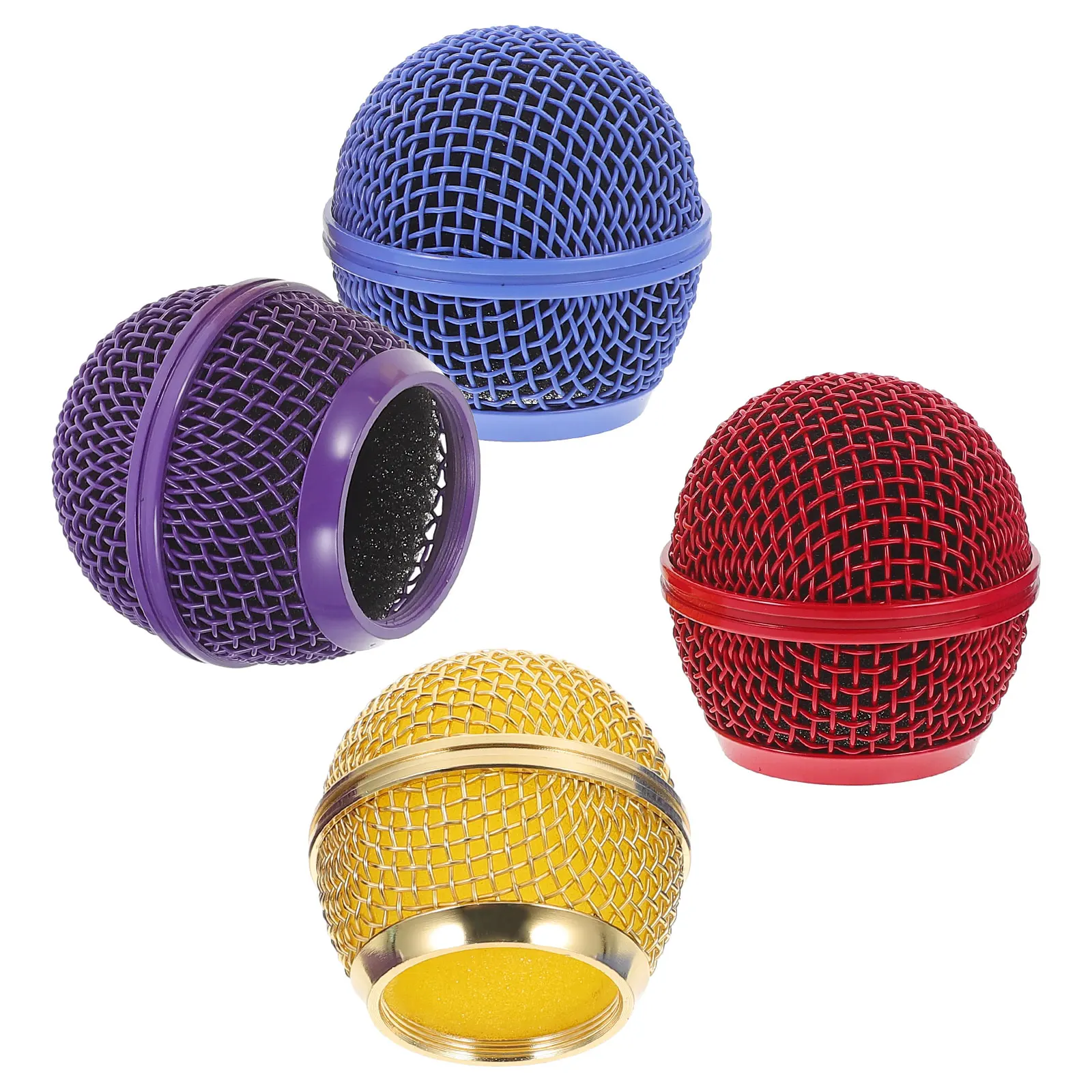 

4pcs Microphone Mesh Head Ball Cover Replacement Grill Heads Accessories for Wired Wireless Mic Supplies Metal Grille