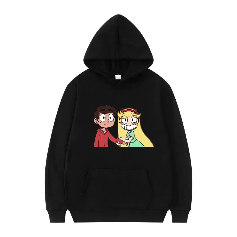 ديزني الأميرة طباعة نمط امرأة الربيع الأسود بلوزات فضفاضة فتاة البلوفرات الرجعية السيدات رخيصة Y2k هوديس بلوزات