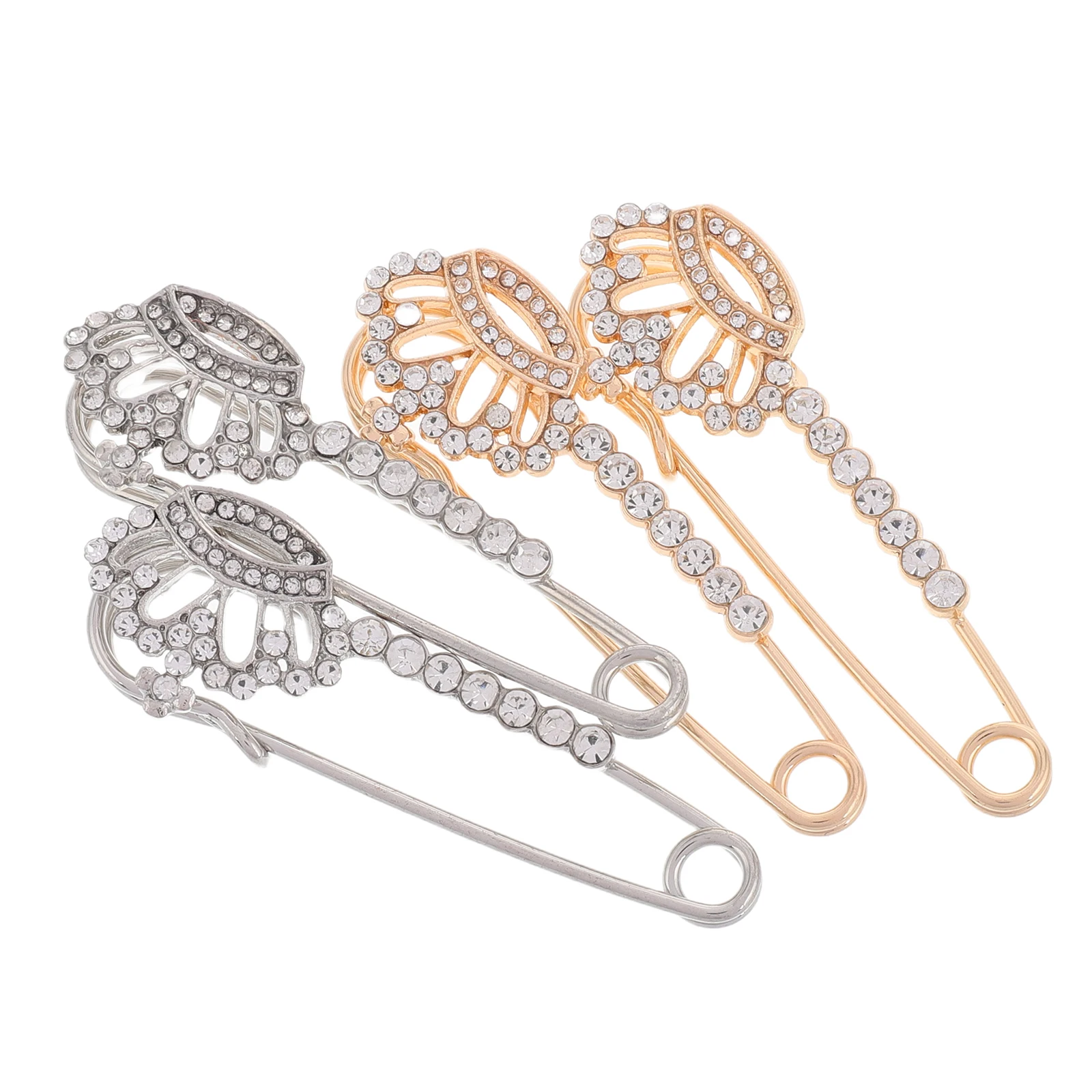

4pcs Crystal Crown Brooch Rhinestone Fashionable Hat Sweater Brooches for Women Men Alloy Pin Scarf Clasp Suit Accessories