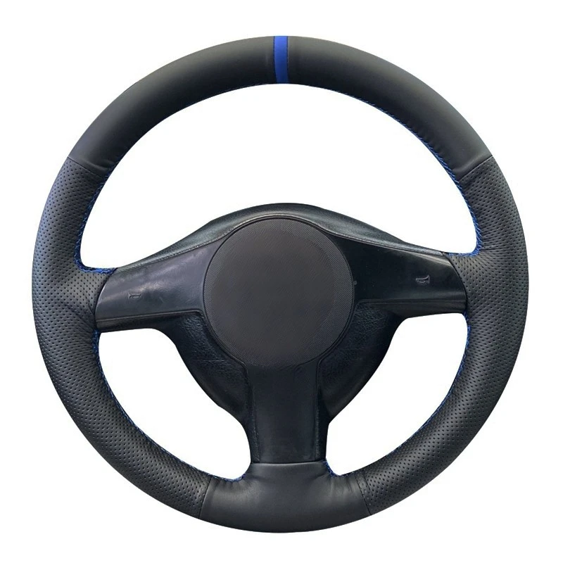 

Braid Car Steering Wheel Cover Wrap Black Anti-Slip Leather For Volkswagen VW Golf 4 Passat B5 Seat Leon Polo Car Accessories