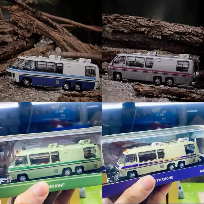 1:64 North Exhibition edición limitada HEC GMC Motorhome RV modelo de coche de resina estática, adornos coleccionables, juguetes personalizados