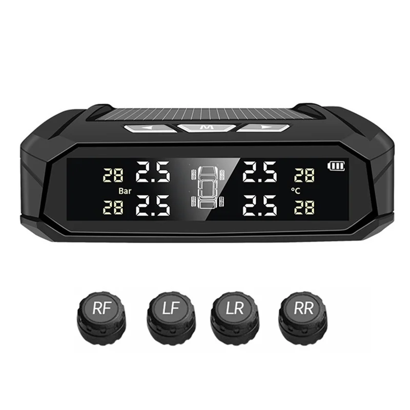 

Car TPMS Tire Pressure Monitoring System Auto Display Alarm Monitoring USB Charging Temperature Alert With Sensors