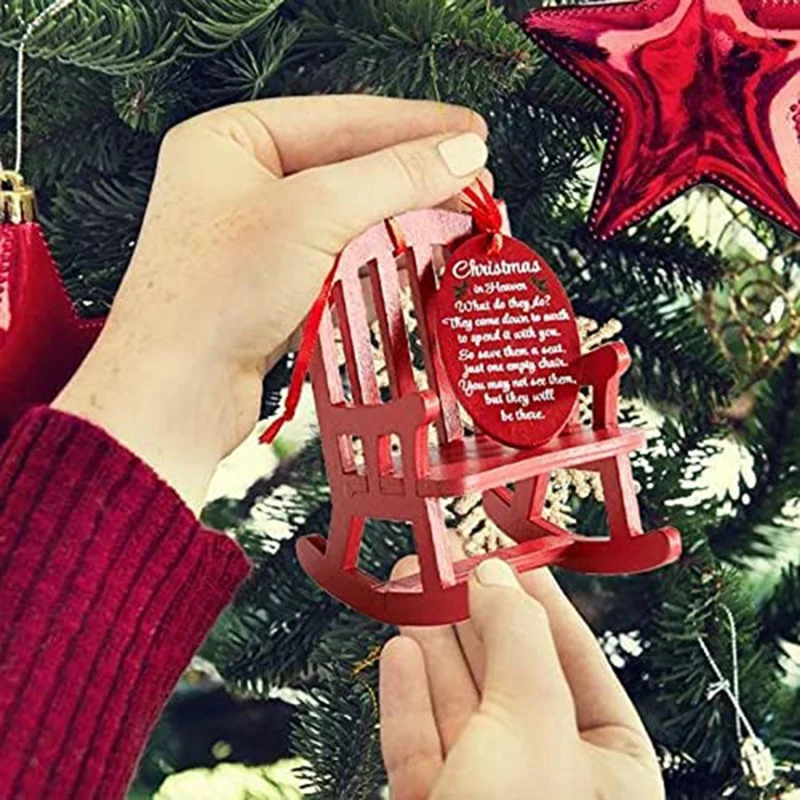 Christmas Wooden Craft Small Rocking Chair Commemorative Decoration A Chair Tag Set Christmas Tree Pendant Scene Decoration