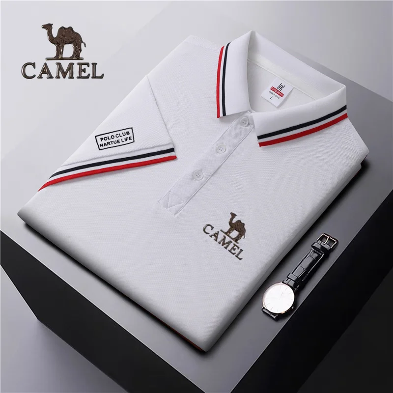 2024 Camel Authentic Badge Summer  shirt short sleeved lapel t-shirt summer polo shirt cultural shirtemployee factory uniform