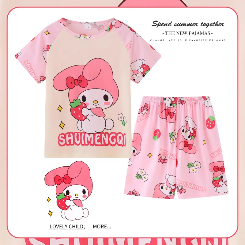 

Kawaii My Melodys Children Pajamas Sets Sleepwear Girls Boys Summer Short Cartoon Cute Nightgown Home Wear Sleepwear for Kids