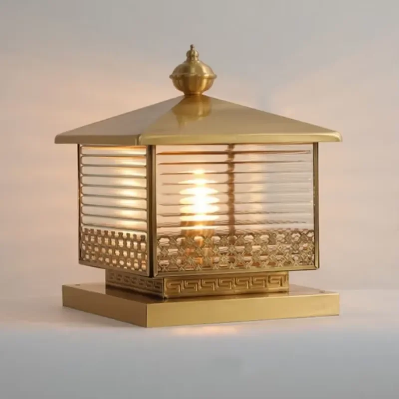 

VH Vintage European Style Copper Lamp Garden Courtyard Outdoor Gate Villa Led Pillar Post Lights