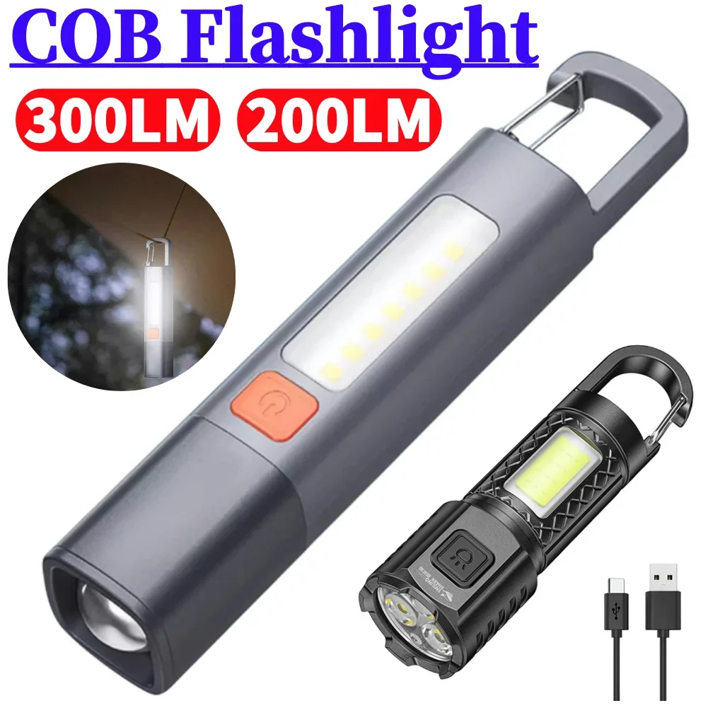 

Портативный карманный фонарик LED+COB с клипсой для ручки, водонепроницаемый, высокомощный, для экстренных ситуаций и походов на природе