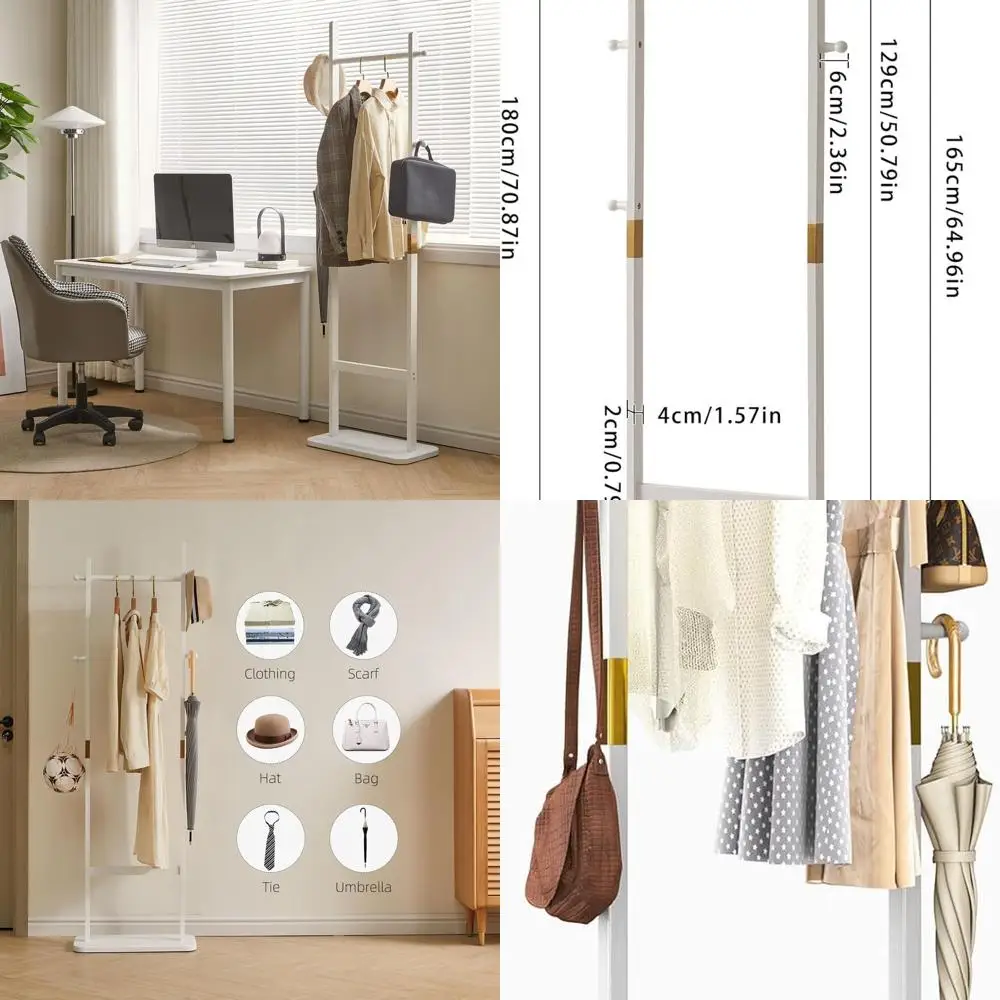 

Sturdy White Freestanding Coat Rack for Small Spaces, Heavy Duty Hanging Storage Tree