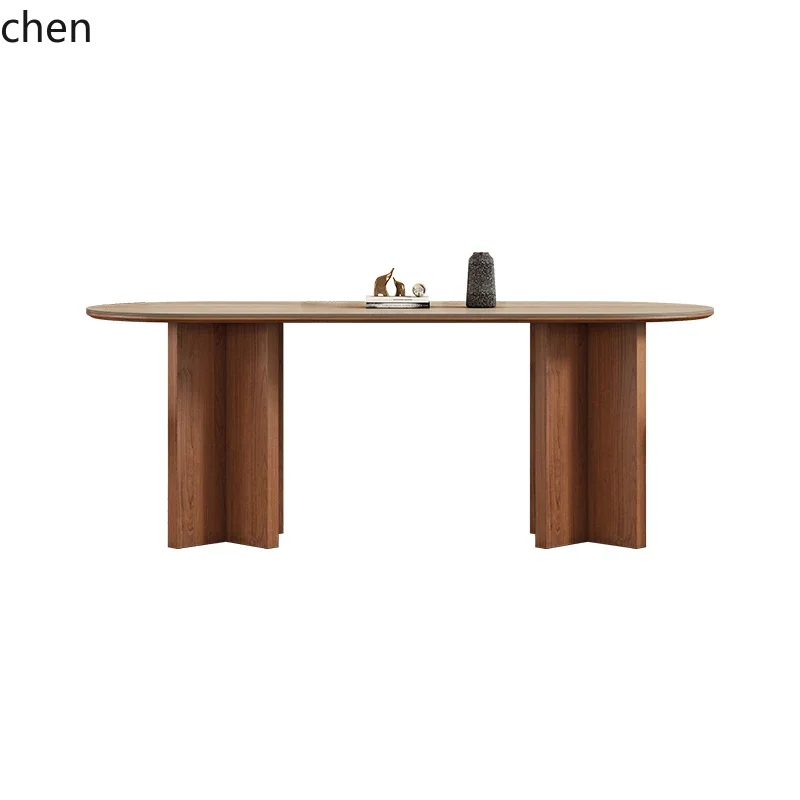 

HSN solid wood dining table and chair combination modern simple small apartment oval travertine rock slab dining table