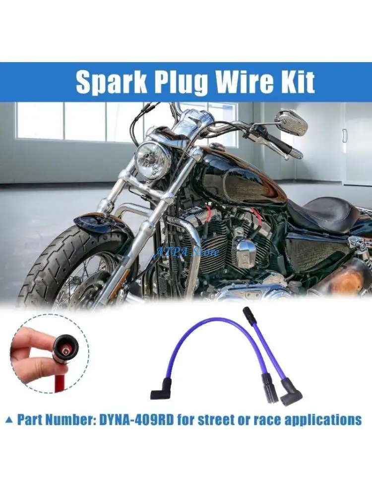 

U13C 2pcs 10.4mm 10mm Ignition Wire Motorcycle Wire Motorbike Modification Accessories for Big Twin 1999-2019