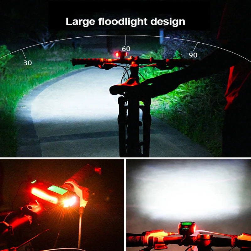 Bike Light USB Charge Bicycle Light With Bicycle Computer LCD Speedometer Odometer Waterproof Horn Cycling Lamp Bike Accessories