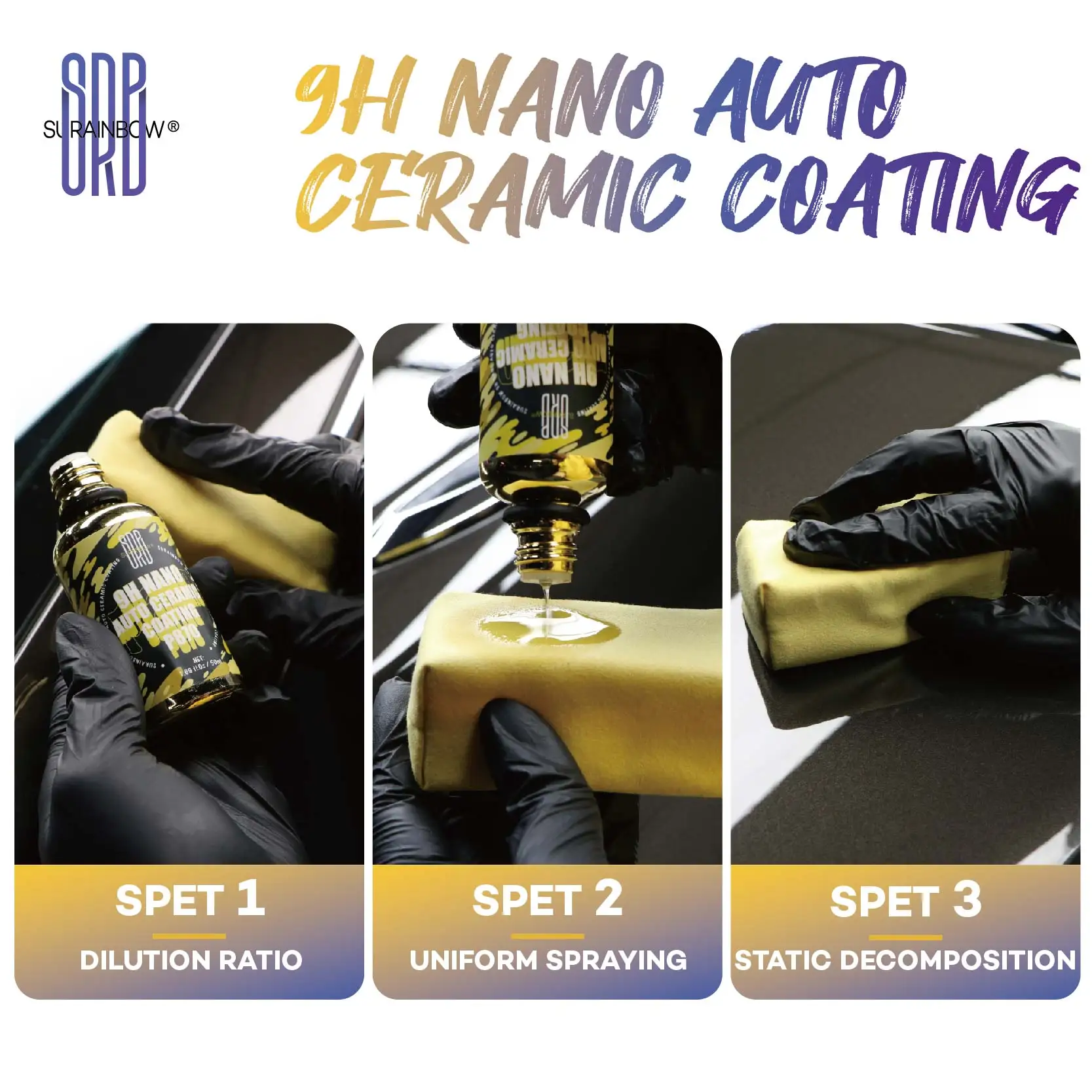 Ceramic Coating, 9H Nano Coating Kit Super Ceramic Car Coating Hydrophobic, Car Paint Sealant Protection Anti Scratch,High Gloss