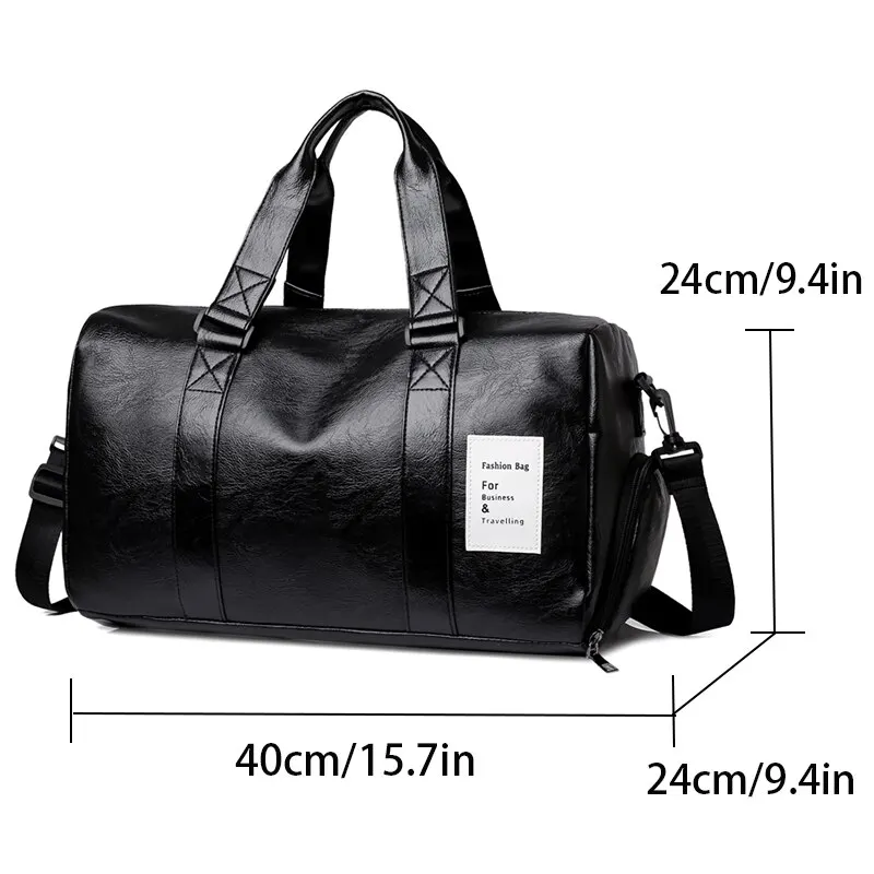 Retro New Short Travel Bag Sports Biker Training PU Waterproof Fitness Bag