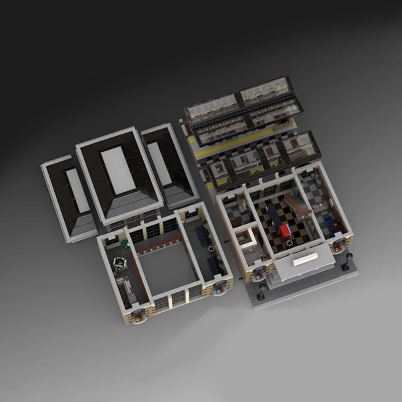 MOC Creative City Street View Modulair Duits Treinstation Set Architectuur Bouwsteen Kindermontage Bakstenen speelgoed aanwezig