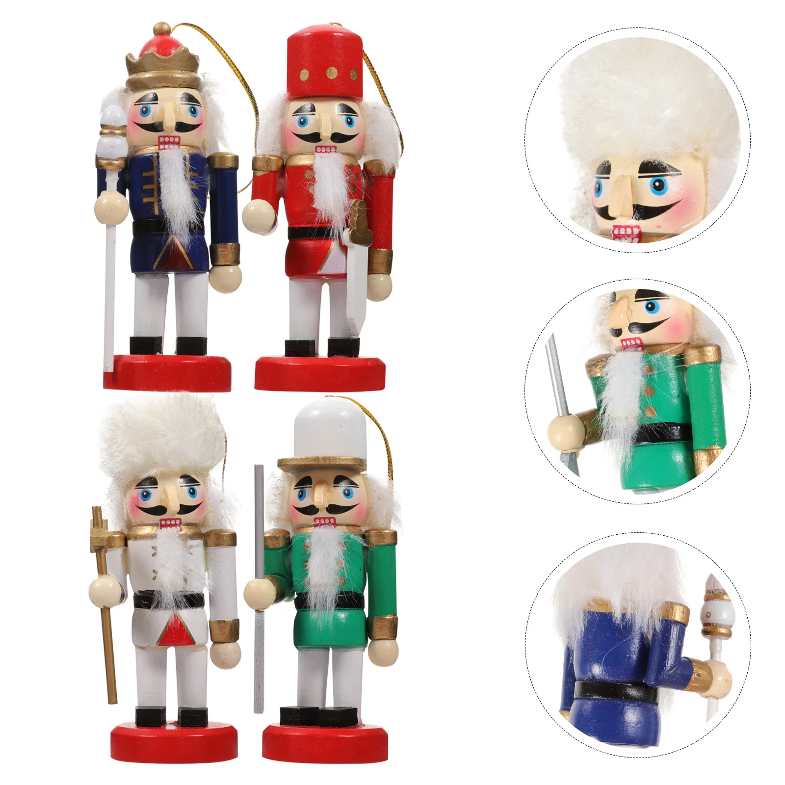 

4pcs Colorful Wooden Nutcracker Soldiers Light Christmas Decor Desktop Ornaments Home Mall Cafe Gift Birthdays
