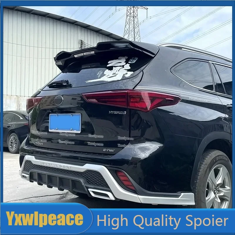 

For Toyota Highlander 4th 2021-2023 Roof Spoiler ABS Glossy Black/Carbon Fiber Look Rear Trunk Lip Spoiler Car Accessories