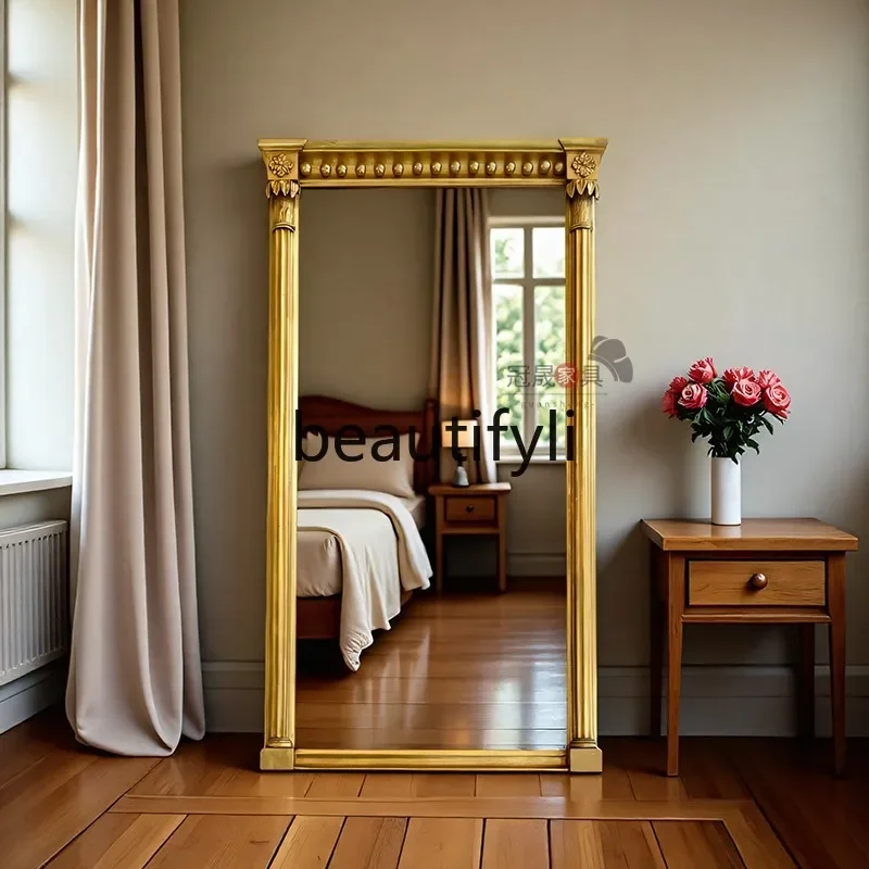 

Vintage full-length mirror household floor-to-ceiling full-length mirror living room entrance wall-mounted French fitting mirror