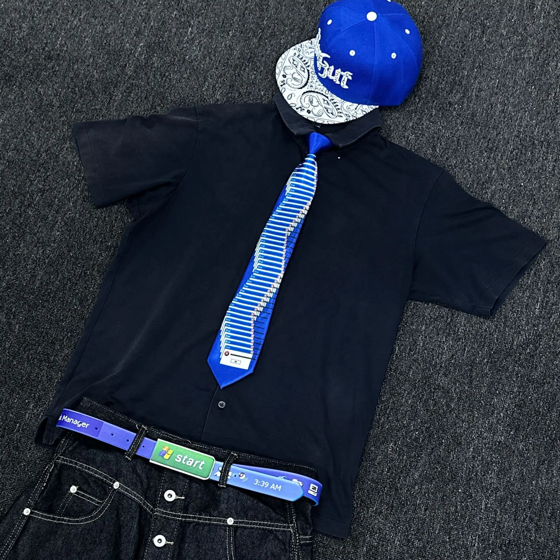 Men Retro Vintage Computer Icon Printed Pre-tied Necktie Y2K Funny Geek Novelty Neck Wear for Programmer Office Party Accessory