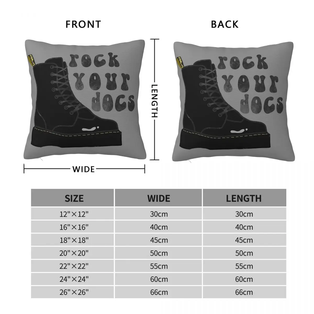 غطاء وسادة Rock Your Docs مصنوع من البوليستر والكتان المخملي المطبوع بسحاب ديكور منزلي مقاس 18 بوصة