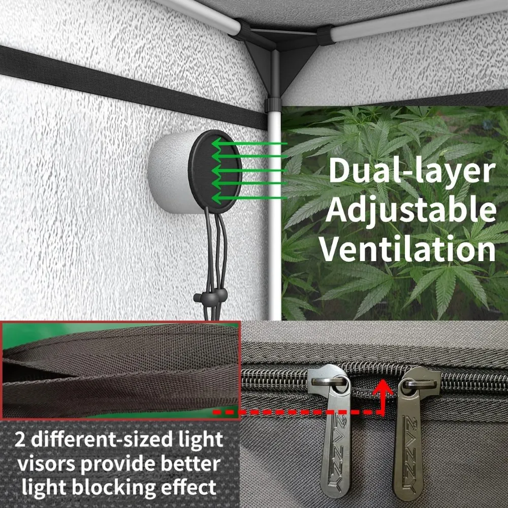 Grow Tent, 48"x48"x78" Growing Tents for Indoor Plant, 600D Mylar Hydroponic Grow Tent