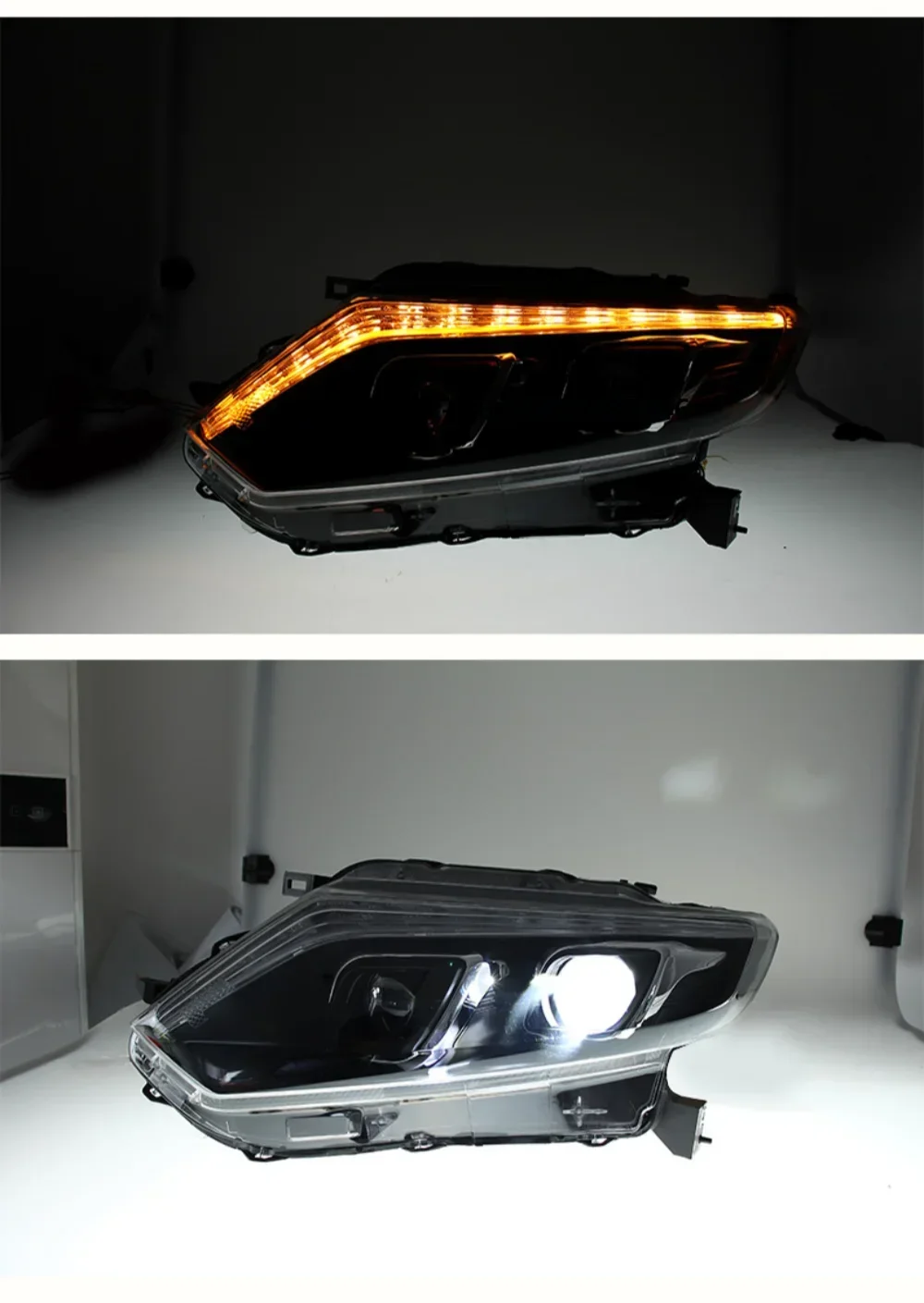 

Pair of Car Headlight assembly For x-trail 2014-16 DRL daytime running light turn signal headlamp