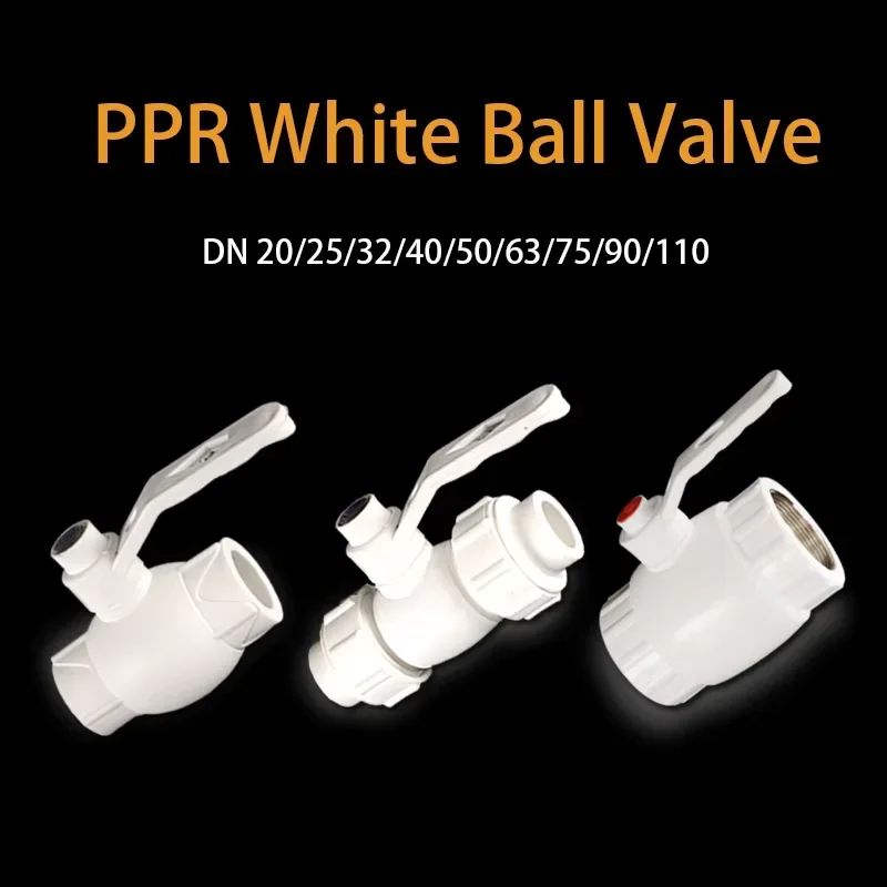 White PPR Ball Valve 20/25/32/40/63/75/110 Hot Melt Female Thread Union Connector Joint Pipe Fitting Valve Adapter