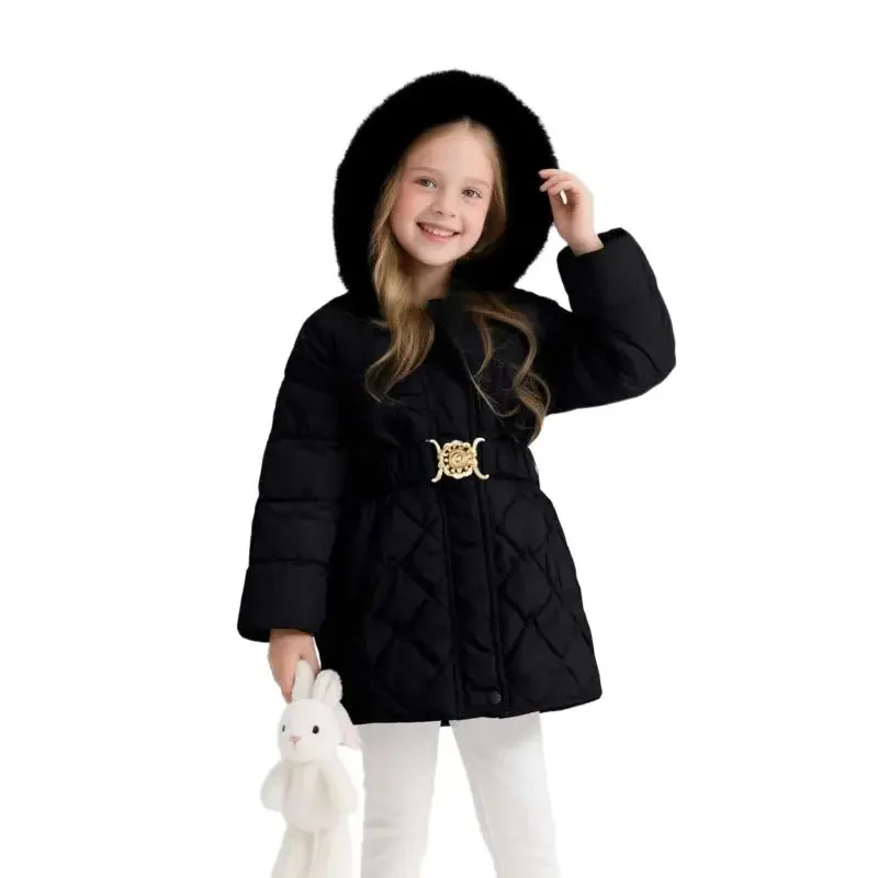 

4-12 Years Child Solid Color Gooded Coat Kids Sports Outwear Children Winter Thicken Down Jacket Kids Girls Parka Clothing