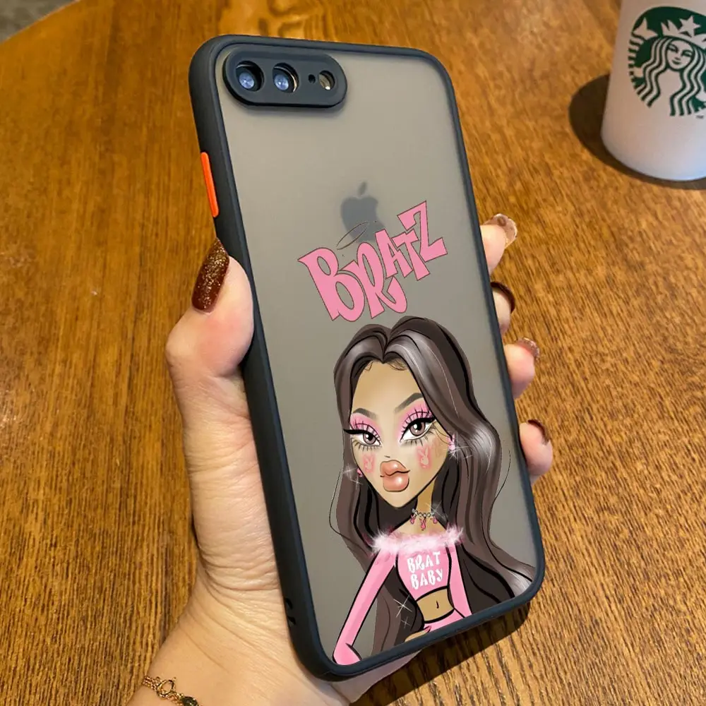 Fashion Bratz Doll Coque iPhone 15 14 Case For iPhone 11 13 14 12 Pro Max Mini X XS SE 7 8 Plus Silicone Clear Matte Back Covers