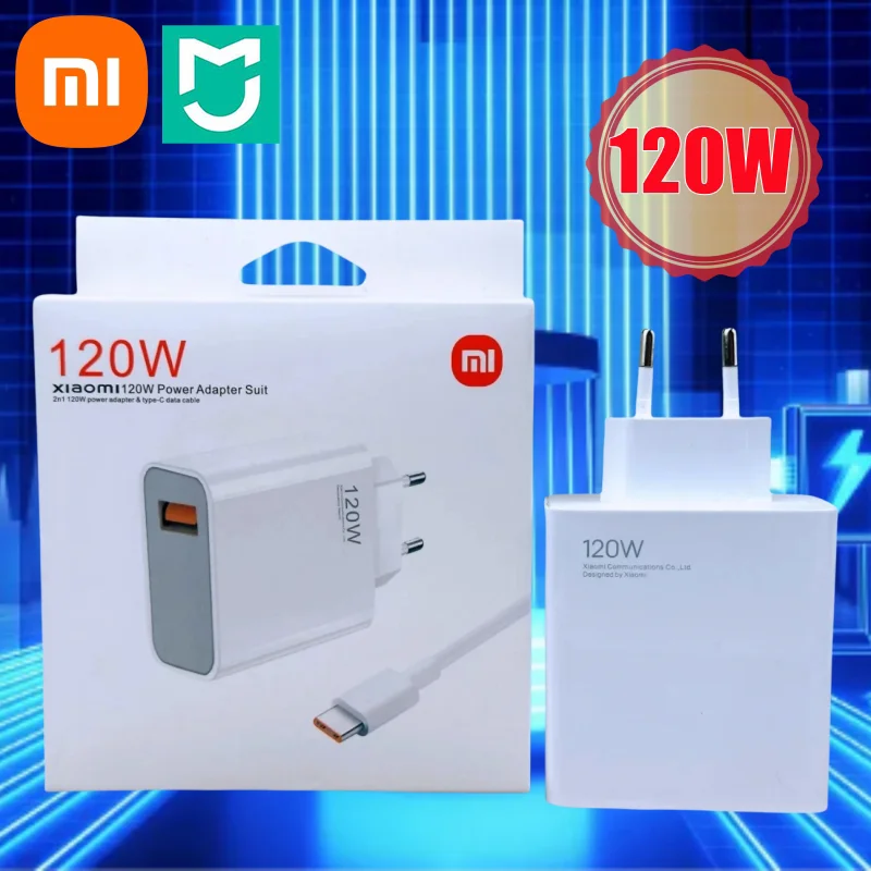 Сверхбыстрое зарядное устройство XIAOMI 120 Вт для Xiaomi Redmi Note 11T 12T 13 Pro POCO X4 6A Type-C USB-кабель для турбозарядки