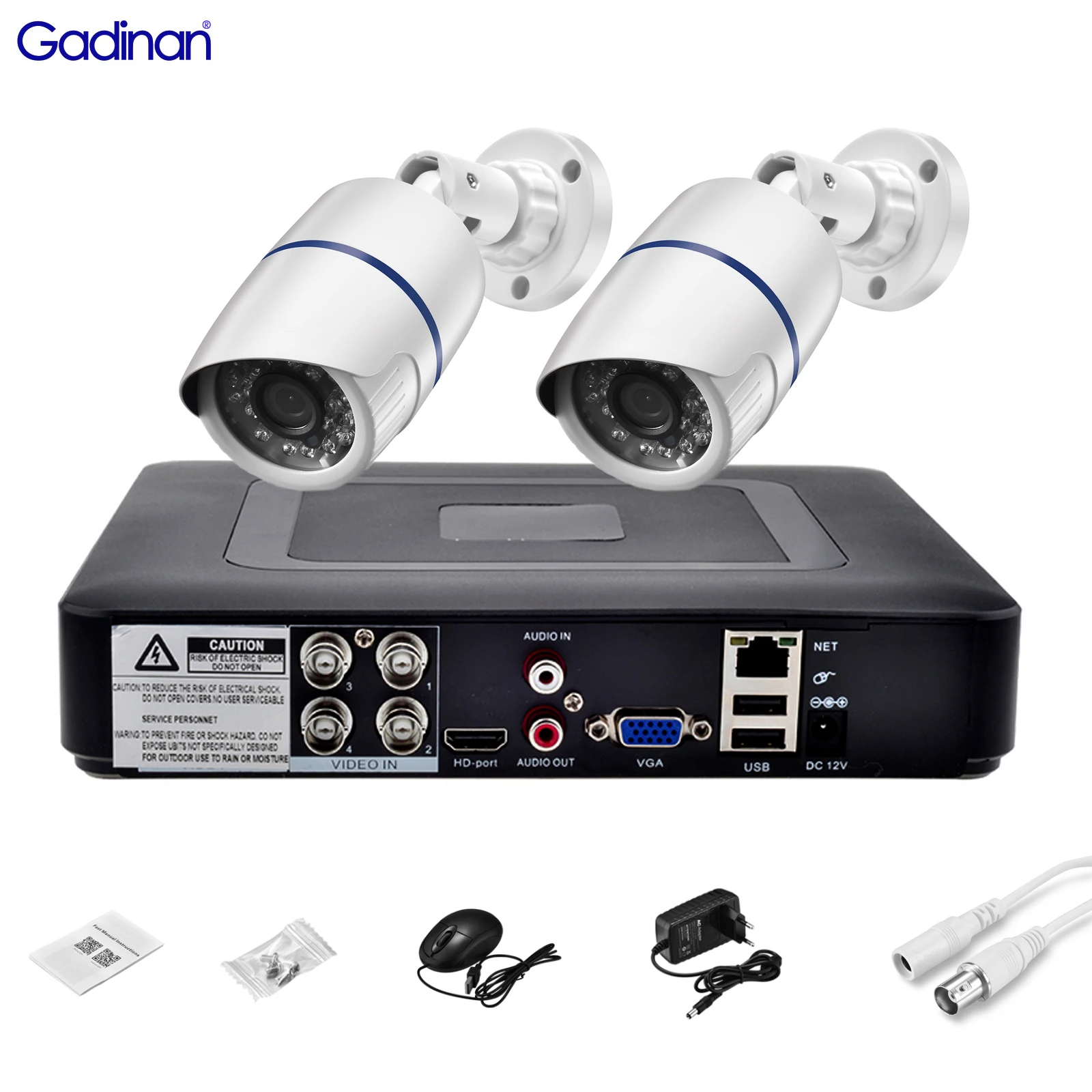 Gadinan Outdoor HD 5MP AHD Camcorder H.265+ CCTV Security Surveillance System Security DVR Kit Infrared Nnight Vision