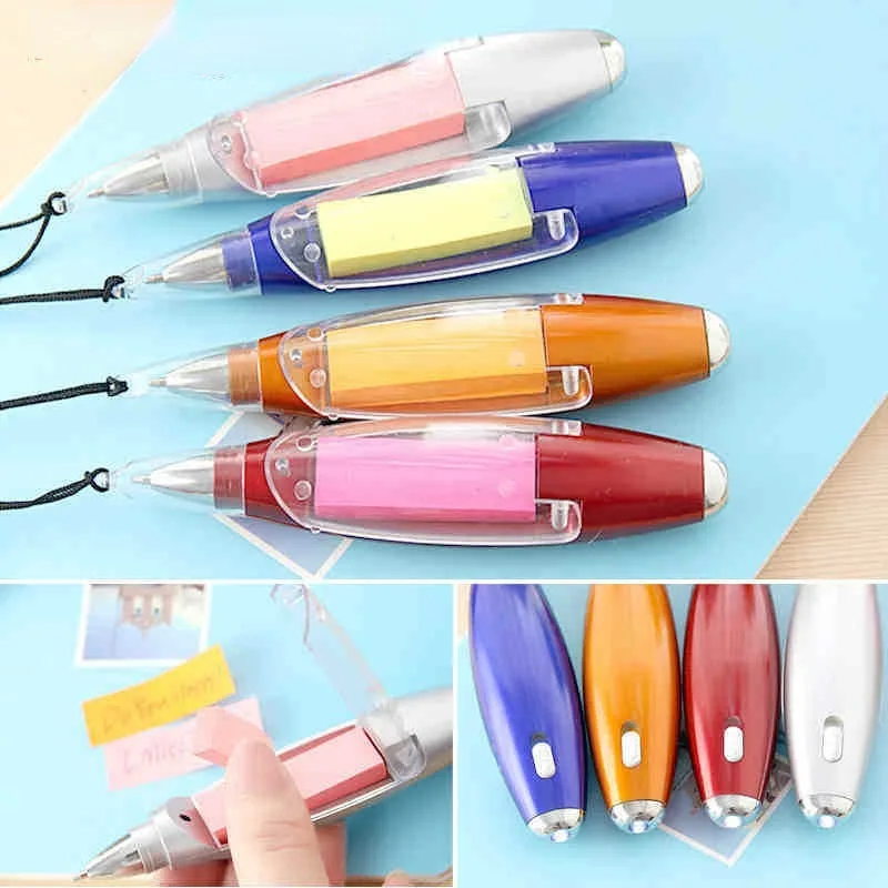 다기능 홀터 볼펜, 노트 종이 손전등 문구, 스트링 색상 모듬 학용품, 3in 1, 1PC