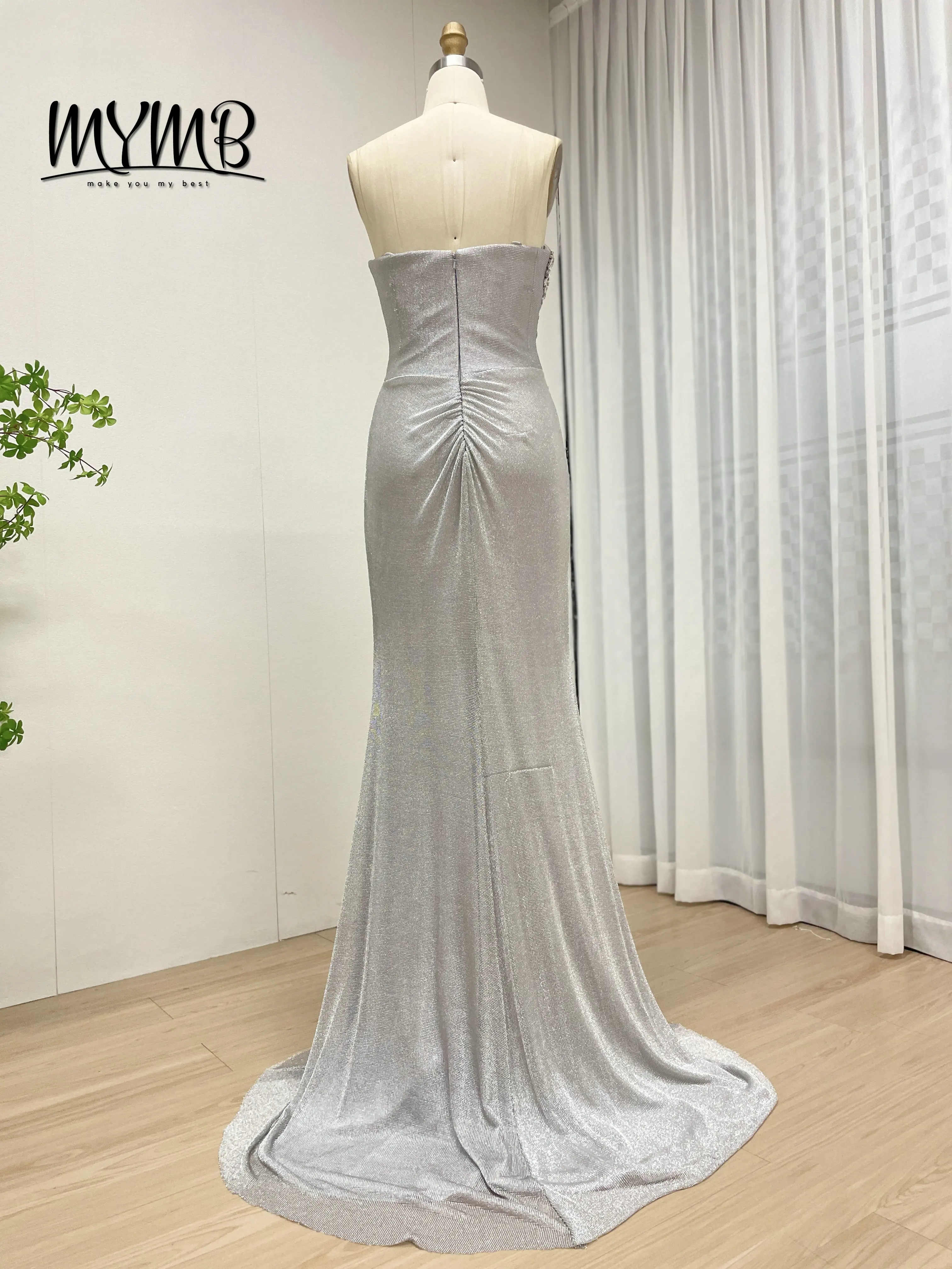 فستان سهرة حورية البحر مثير بفتحة عالية بدون حمالات من MYMB مزين بالكريستال المبهر المطرز بالكريستال لحفلات العودة للوطن MB40402B #6