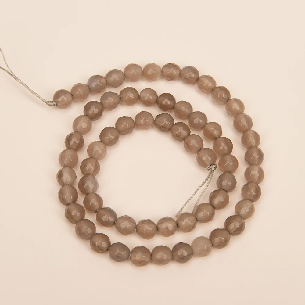 APDGG 10 Strands 6MM Natural Gray Agate Round Faceted Loose Beads 14.5" Jewelry Making DIY