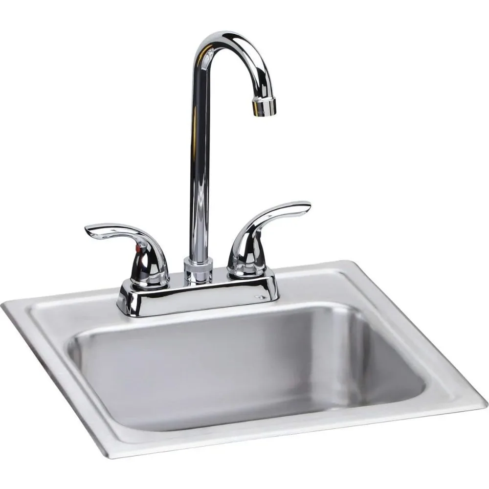 

Dayton 15 Single Basin Stainless Steel Sink with Centerset 2.2 GPM Faucet by Elkay