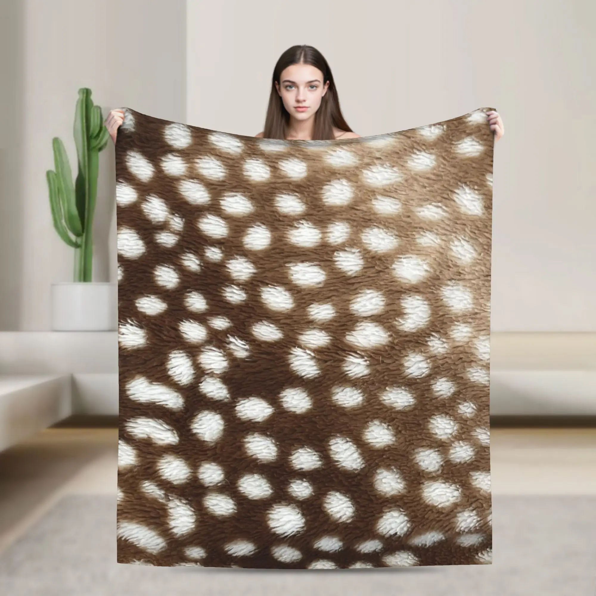 Funny Brown Base Light Antelope Spot Blanket Soft Fleece  Comfortable Throw Blankets Machine Washable