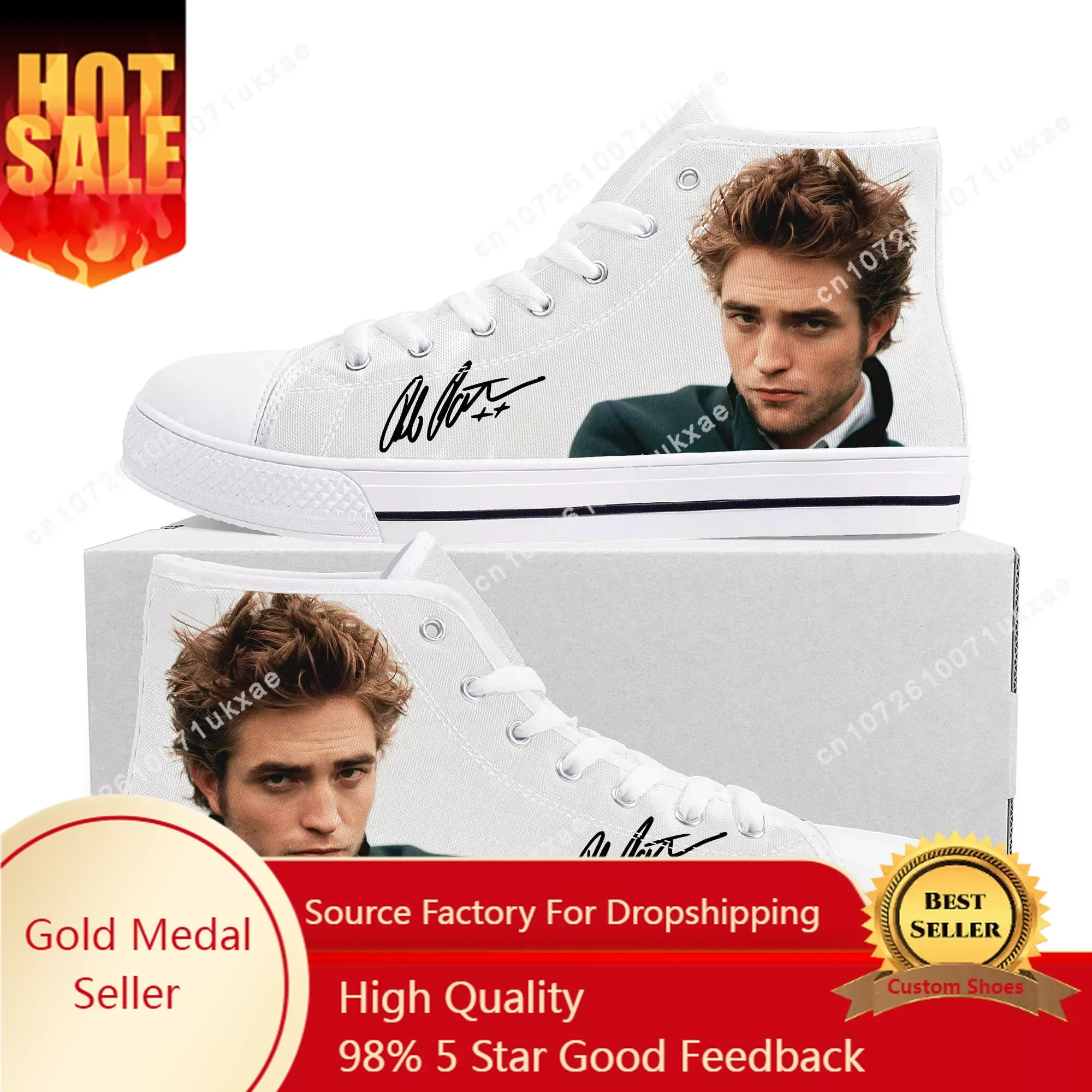 

Robert Pattinson High Top High Quality Sneakers Mens Womens Teenager Canvas Sneaker Casual Custom Made Shoes Customize DIY Shoe