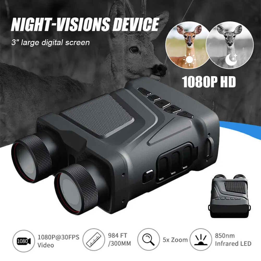 Upgrade Video Digital 4X Zoom Night Vision Infrared Hunting Binoculars Scope IR Camera with Red Laser Dot Search Observed Target