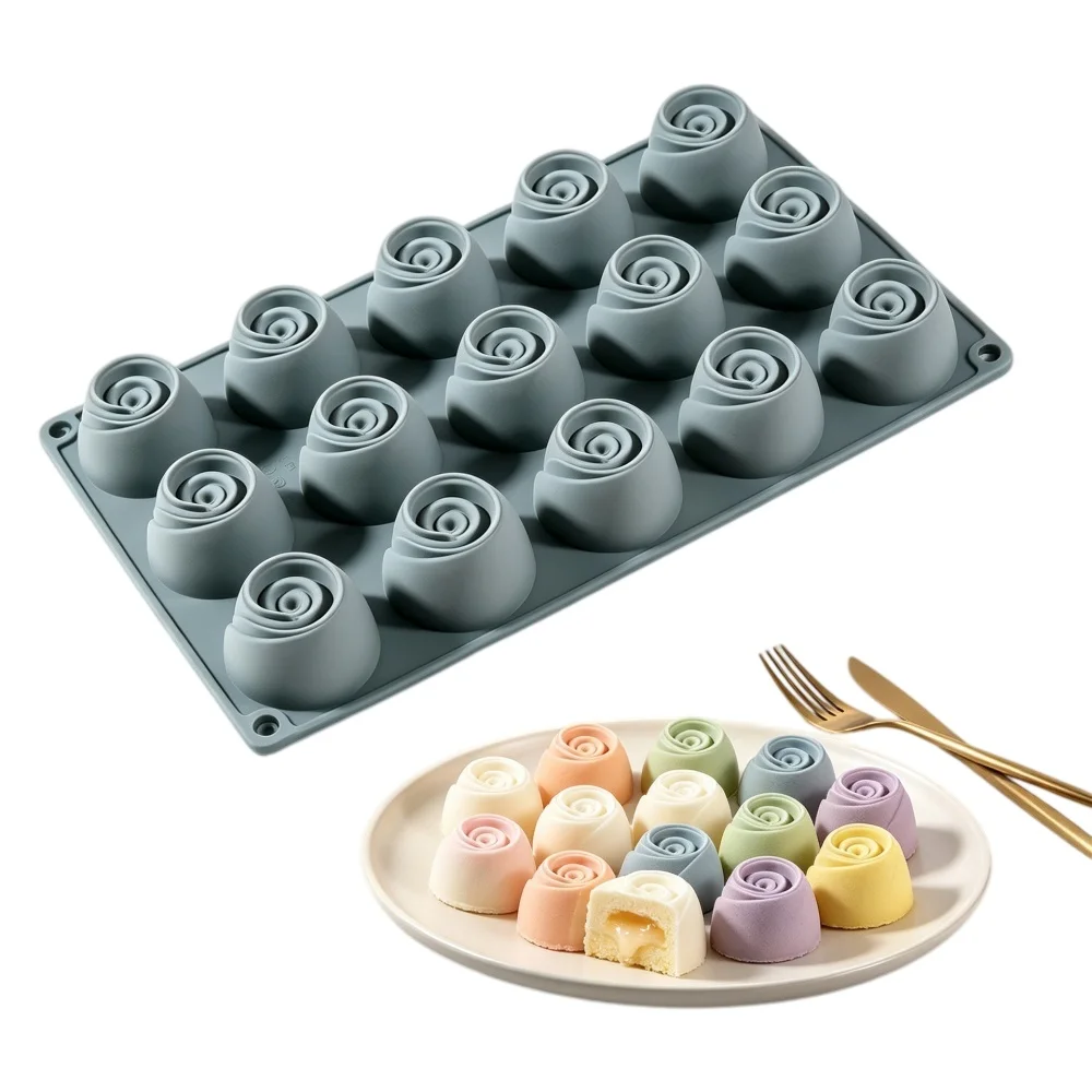 New Arrival  Rose Flower Silicone Mousse Cake Mold DIY Chocolate Dessert Jelly Panna Cotta Ice Cream Handmade Soap Baking Mould